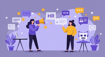 HR Team Collaboration with Digital Tools and Candidate Announcements