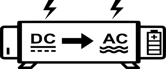 Power Inverter, Electrical Converter Vector Icon, Energy Control, Battery Charger System, power supply illustration