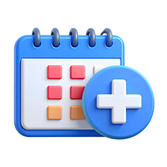 Obraz premium Calendar icon with medical cross symbol representing healthcare appointment schedule reminder and hospital service isolated on white background