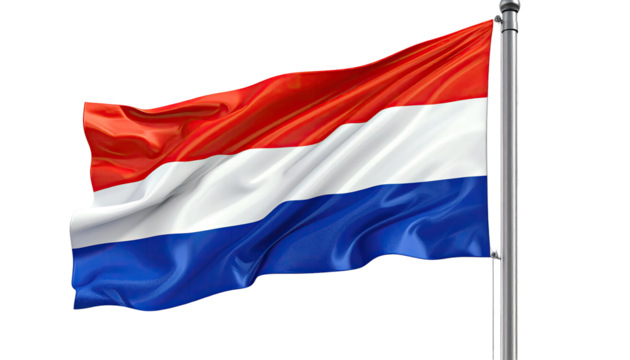 A waving national flag against a black background