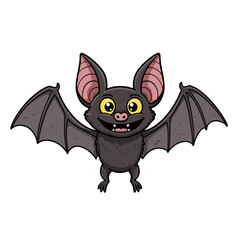 Cartoon Bat with Wide Open Wings – Halloween Spooky Flying Vampire Bat Illustration