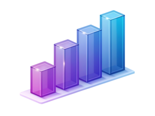 Isometric bar graph with gradient columns
