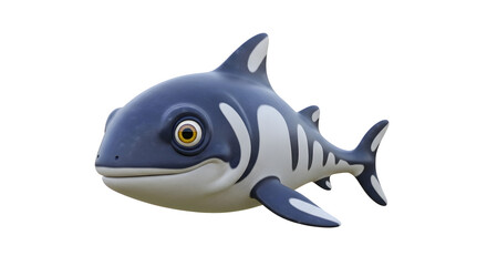 Obraz premium Whimsical cartoonish stylized shark with big eyes on a white background
