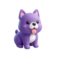 A cute purple cartoon dog sitting with its tongue out on a black background isolated