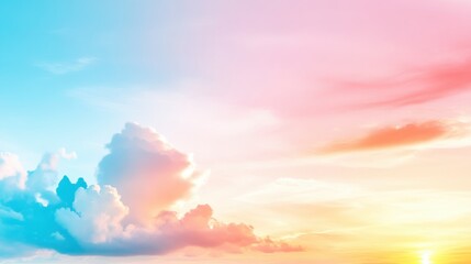 Obraz premium Playful abstract sky scene dreamy rainbow gradient digital art serene environment aerial view kawaii concept