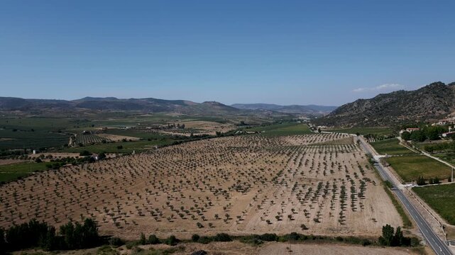 aerial view of fields and countryside near torre de moncorvo tras os montes portugal