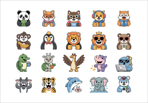 Cute Animal Mascot Icon Pack