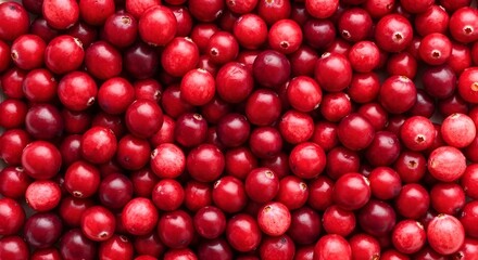 A dense background of tart, ripe red cranberries.