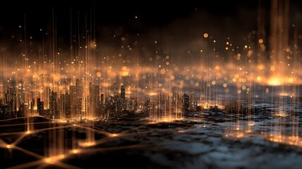 Obraz premium Conceptual illustration of a glowing neural network with luminous l...