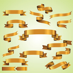 Elegant Golden Silk Ribbon Banner Set for Award Decoration Element