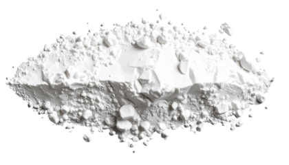 A high-angle, close-up view of a pile of white powder