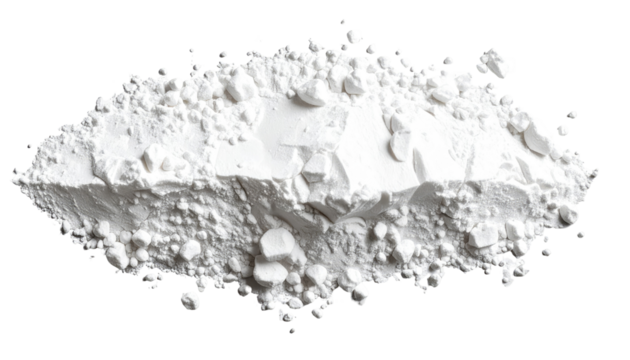 A high-angle, close-up view of a pile of white powder