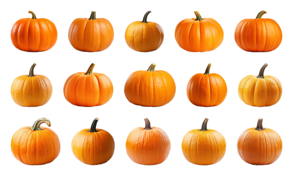 Vibrant pumpkins arranged in rows. - Powered by Adobe