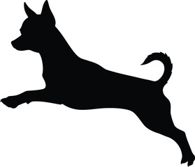 Agile dog silhouette mid leap joyful movement vector
