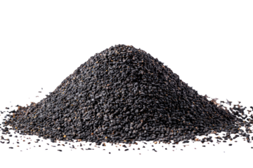 Black seeds piled in a mound