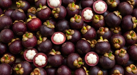Fototapeta premium Ripe Mangosteen fruits with purple peels