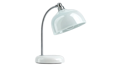 White dome lamp on chrome arm