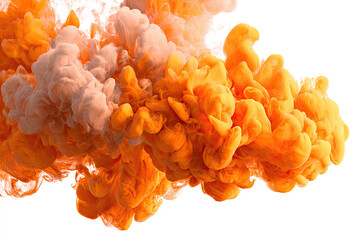 Abstract ink colors swirl in a cloud of orange and peach