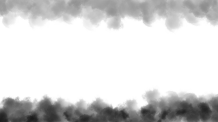 Gray upper-and-lower smoke PNG, neutral gray cloud bands top and bottom, soft gray fog overlay, subtle cloudy frame with transparent backgroun