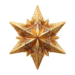 Golden Ornate 3D Star with Festive Decoration.