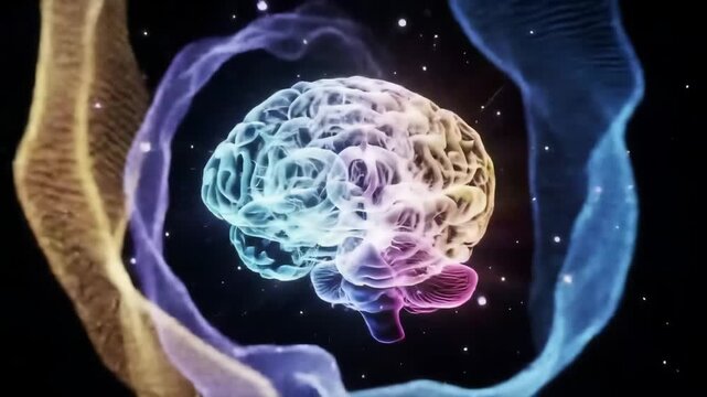 Glowing Abstract Brain: Neural Waves and Pulsing Networks