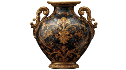 Ornate dark vase with gold detailing