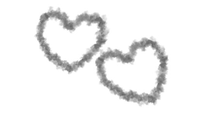Cloudy heart shapes PNG,  soft cloud hearts, smoky romantic heart pair overlay, romantic mist texture on transparent background