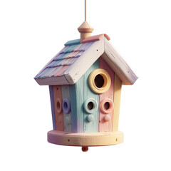 Pastel Birdhouse Hanging Decoration with Spring Home Decor.