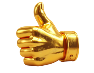 Golden thumb-up hand gesture