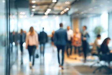Business office with blurred people casual wear, with blurred bokeh background, blurred background. High quality