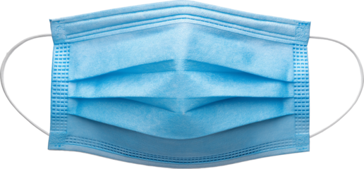 Plain Blue Surgical Mask transparent background