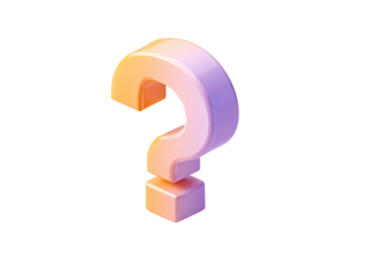 3D question mark, soft peach gradient