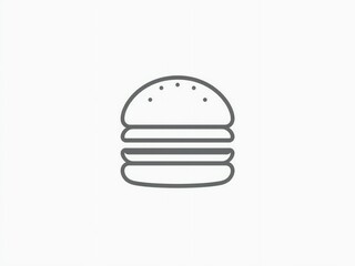 Fototapeta premium Simple outline icon of a classic hamburger on a clean white background
