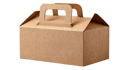 Tan cardboard takeout box with handles