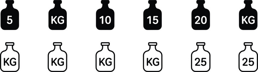 Weight Kilogram Icons in Black and White untitled