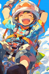 アニメ、イラスト／パラグライダー