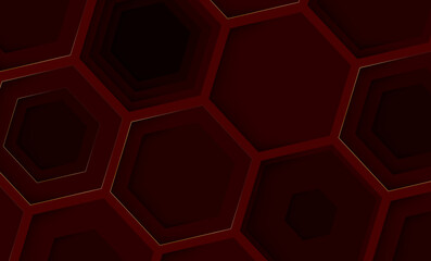 Abstract red background with 3d hexagon honeycomb pattern design vector illustration