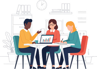 Teamwork, Collaboration, and Business Strategy Meeting Illustration