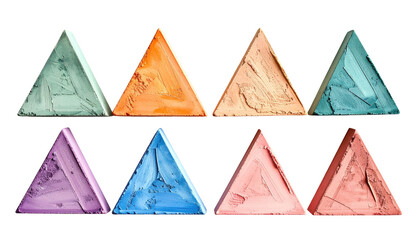 Colorful triangular powder samples