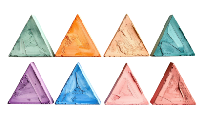 Colorful triangular powder samples