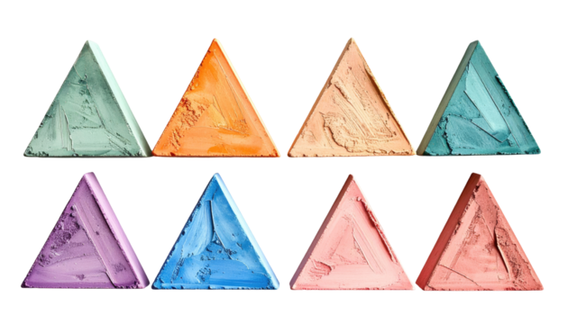 Colorful triangular powder samples
