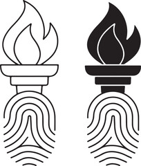 Torch Flame Fingerprint Identity Security Innovation Icon