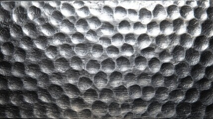 Elegant photo of closeup of heavily hammered metal The texture of this metal is characterized by deep, forceful strikes, resulting in a hammered surface with a rough and rugged.