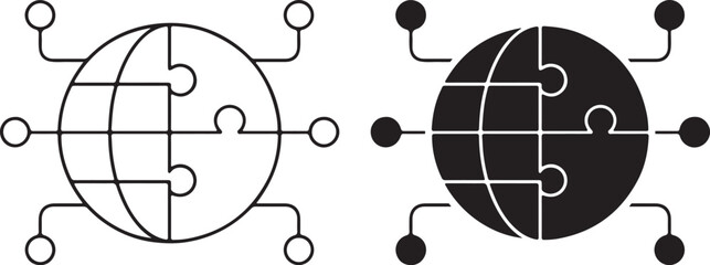 Global Puzzle Network Digital Connection World Technology Icon