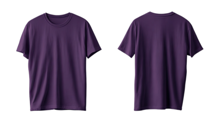 Deep purple t-shirt mockup, front and back views