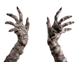 Obraz premium Mummy hands reaching out spooky Halloween concept isolated PNG with Transparent Background