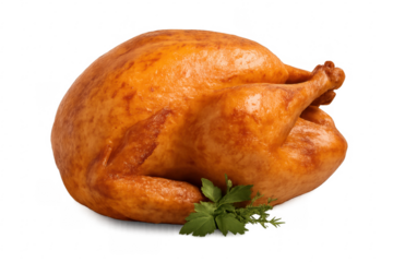 Roasted turkey with herbs on transparent background, perfect for festive meals