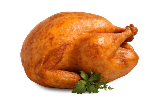 Roasted turkey with herbs on transparent background, perfect for festive meals