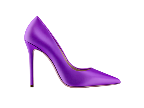 Purple high-heeled pump, pointed toe