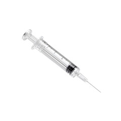 Disposable Medical Syringe with Needle - Isolated on Black Background